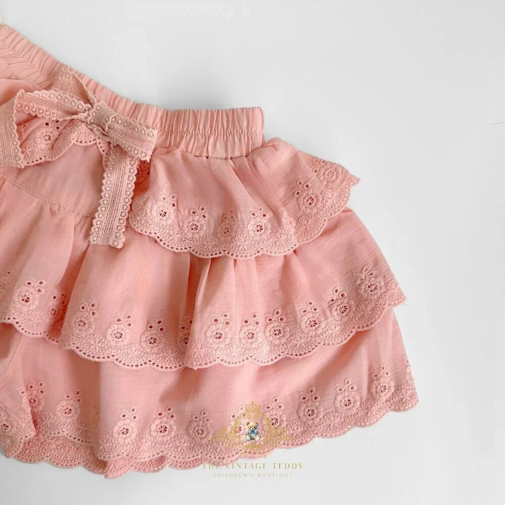 NWT Pretty Girls Eyelet Lace Embroidered Skort Skirt & Shorts Bohemian Blush 4T